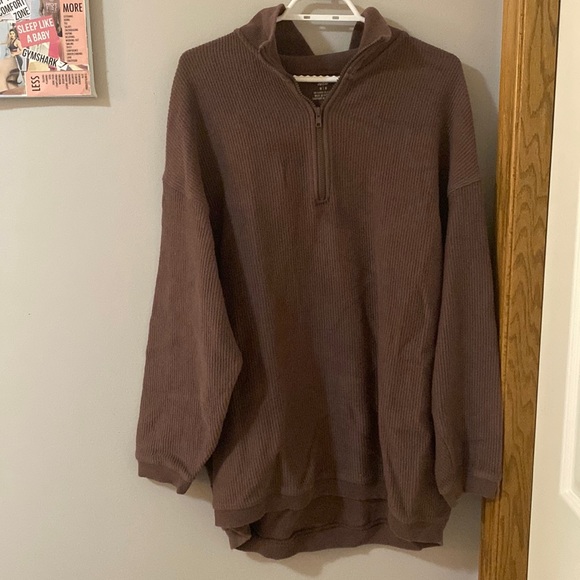 Ribbed 3/4 zip hoodie - Picture 1 of 4